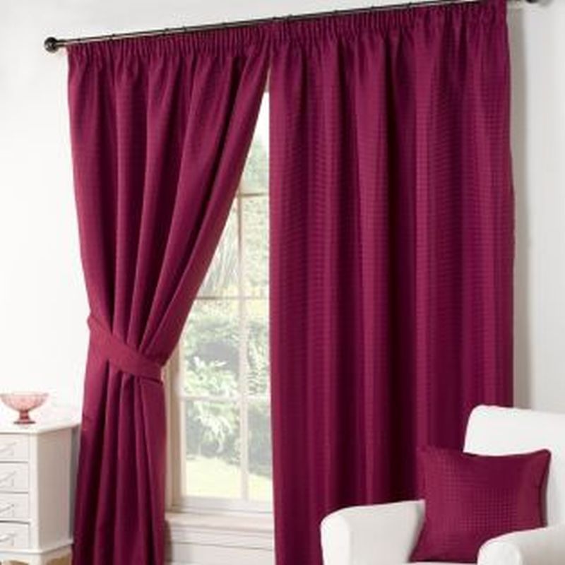 Waffle Curtains (66" Width x 72" Drop) - Aubergine