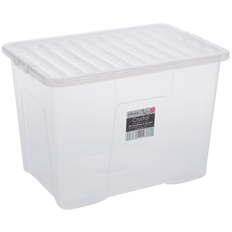 80 Litre Clear Plastic Storage Box With Lid