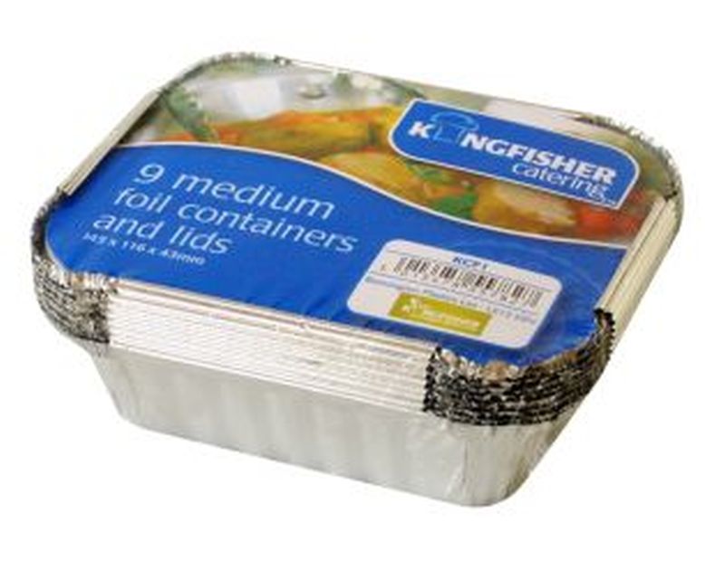 9in Medium Foil Food Containers & Lids