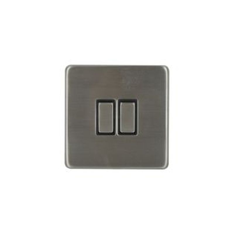 Stainless Steel Light Switch 2 Gang - 13amp