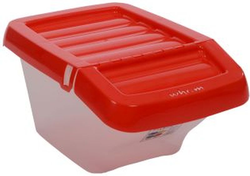 Recycle Bin Clear/Red Hinged Lid 30Ltr