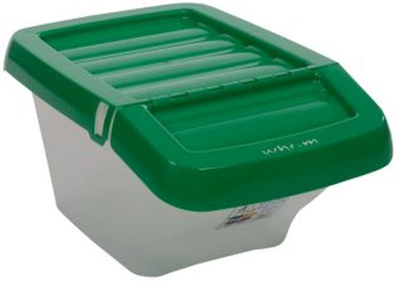 Recycle Bin Clear/Green Hinged Lid 30Ltr