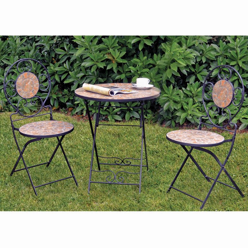 Bistro Set 3 Piece Messina Mosaic Garden Furniture