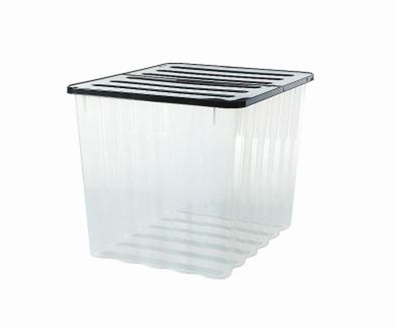 110L Supa Nova Clear Plastic Storage Box With Black Lid