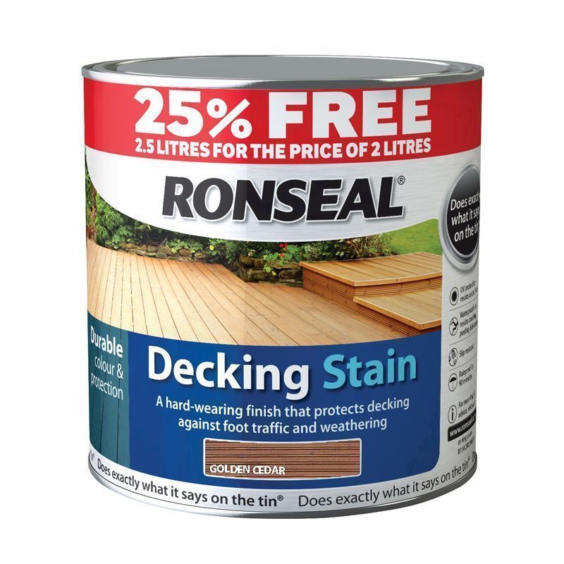 Ronseal Decking Stain (2 Litre + 25%) - Golden Ceder