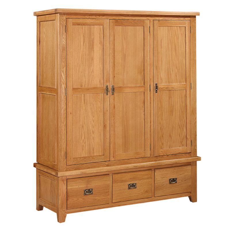 Cotswold Oak 3 Door 3 Drawer Wardrobe