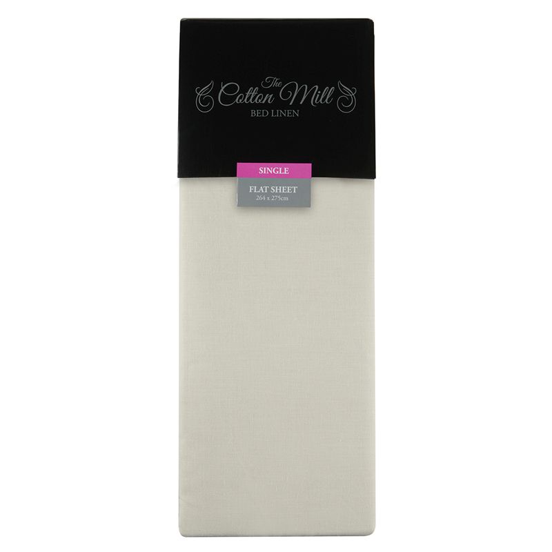 Cream Single Poly Cotton Flat Sheet