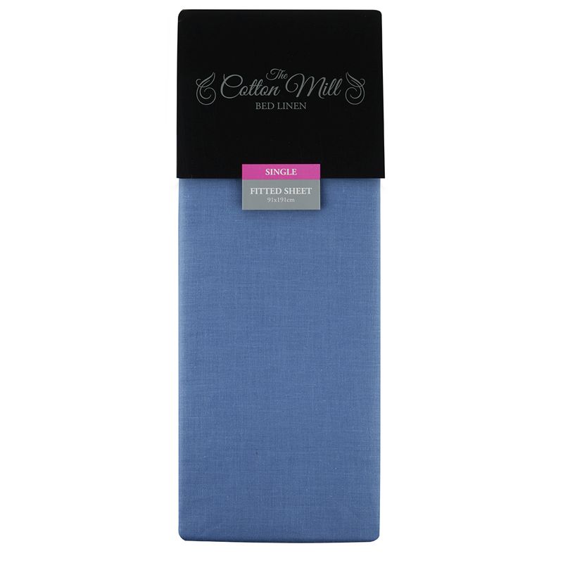 Blue Single Poly Cotton Fitted Sheet