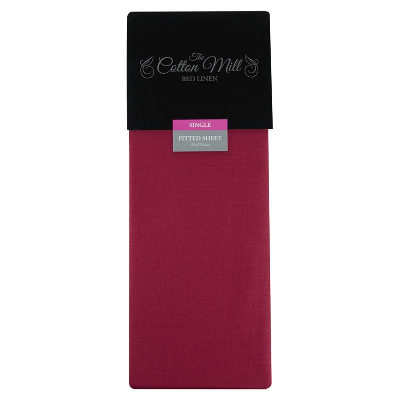 Raspberry Single Poly Cotton Fitted Sheet