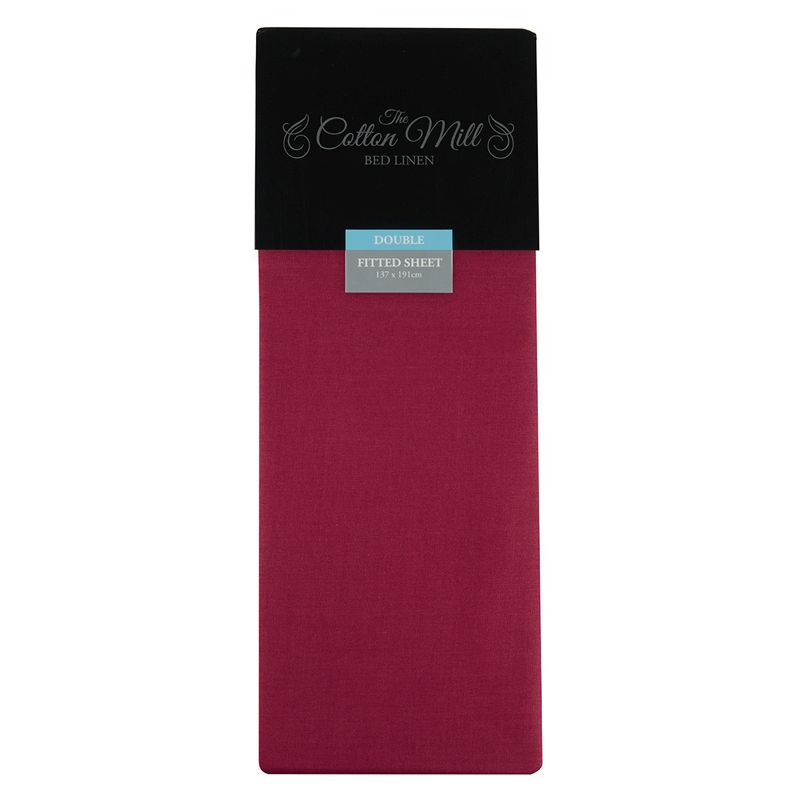 Raspberry Double Poly Cotton Fitted Sheet