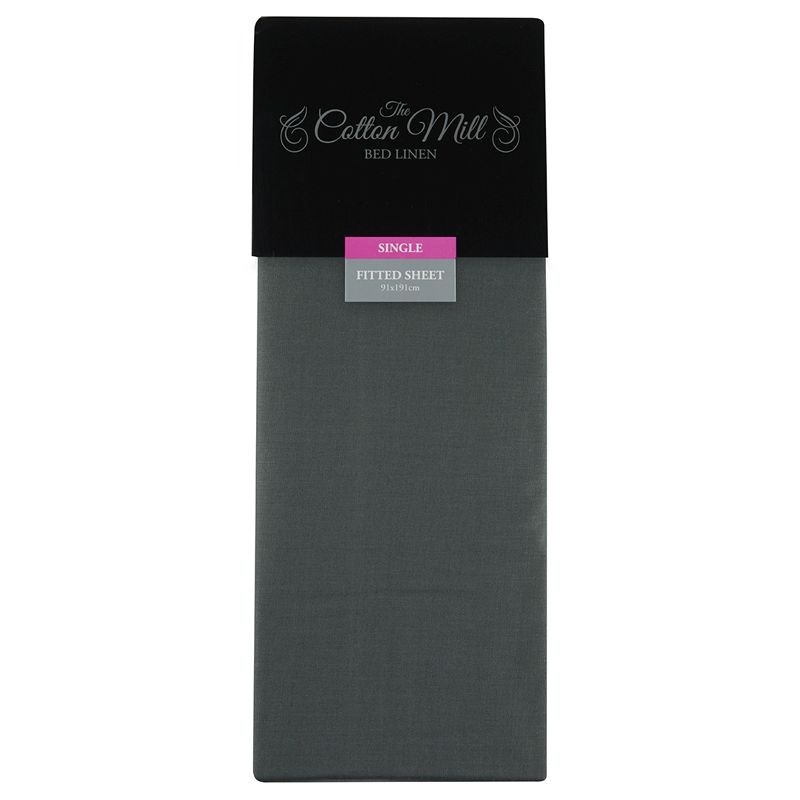 Charcoal Single Poly Cotton Fitted Sheet