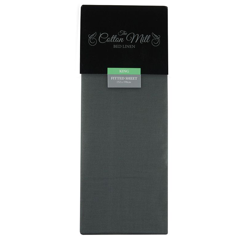 Charcoal King Poly Cotton Fitted Sheet