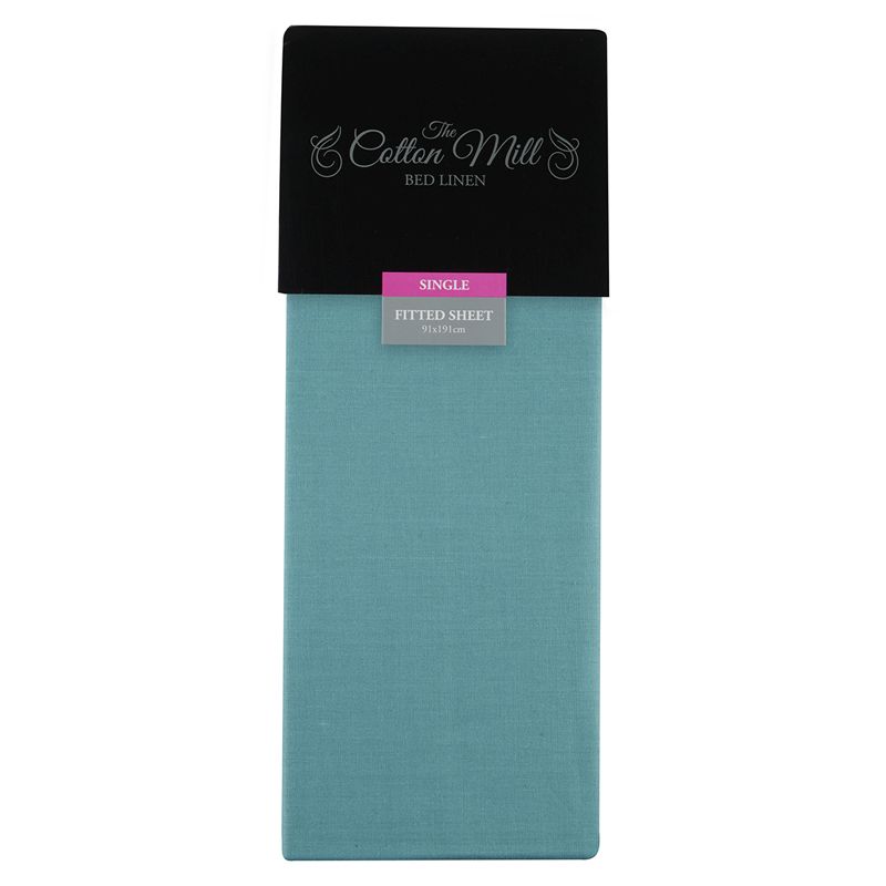 Teal Single Poly Cotton Fitted Sheet