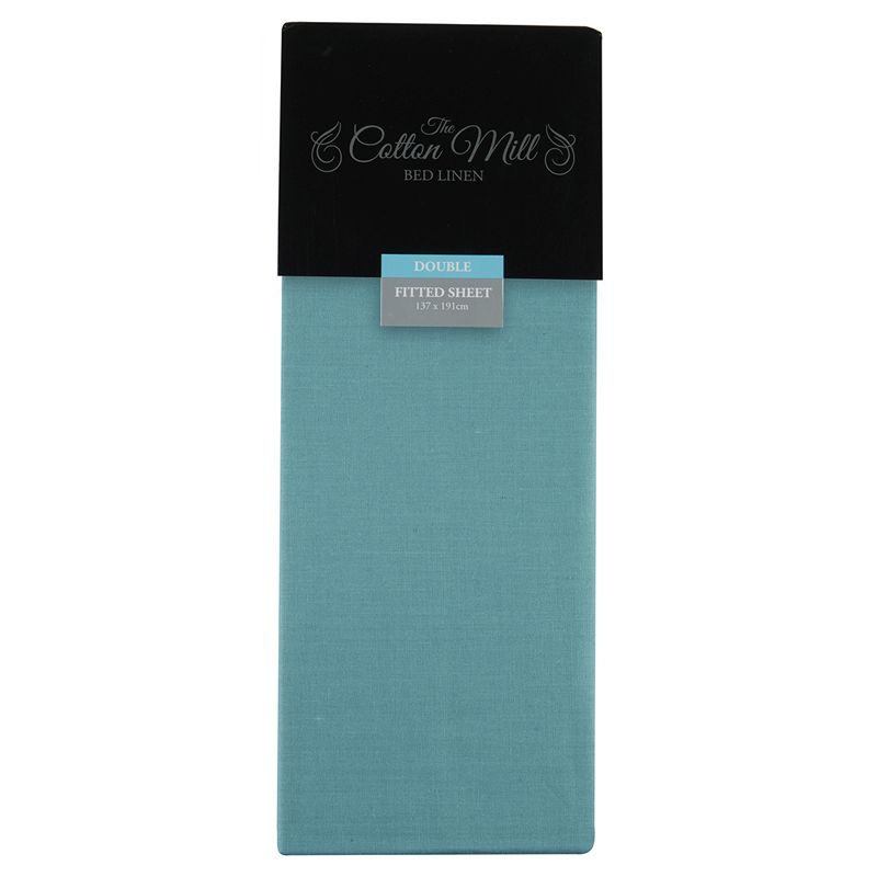 Teal Double Poly Cotton Fitted Sheet