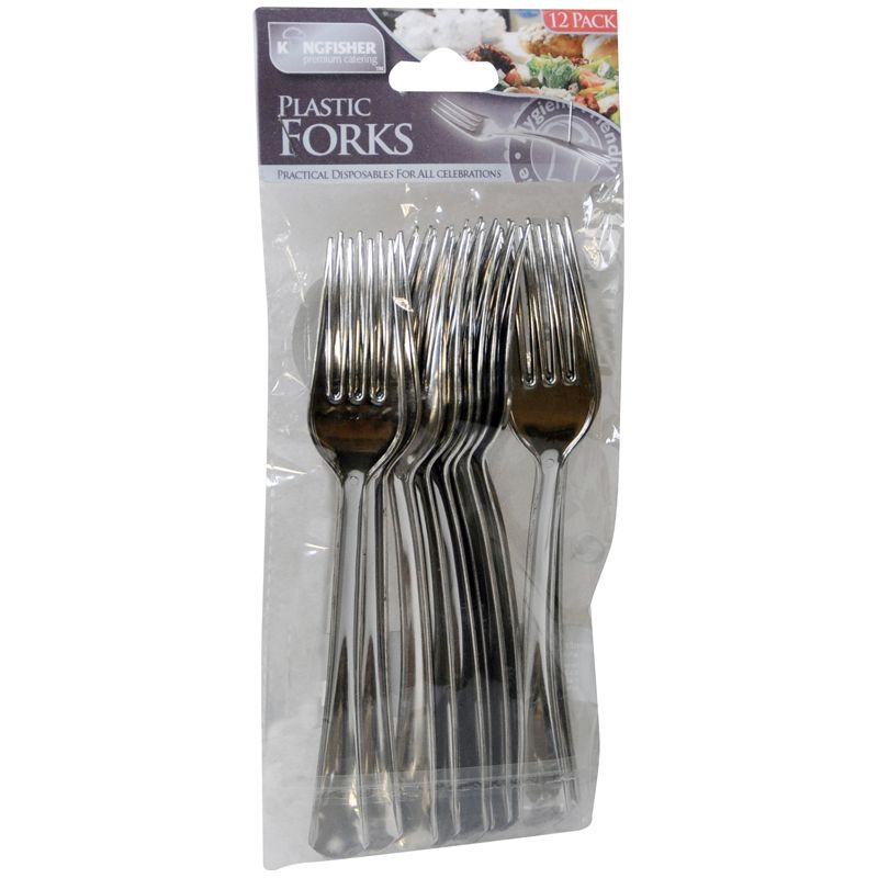 Premium Silver Colour Plastic Forks (12 Pack)