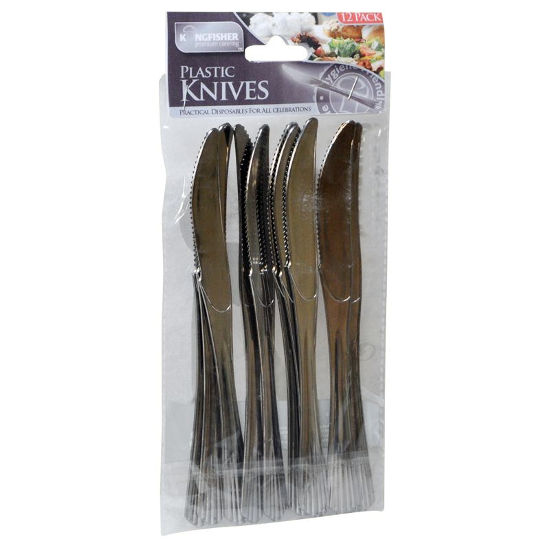 Premium Silver Colour Plastic Knives (12 Pack)