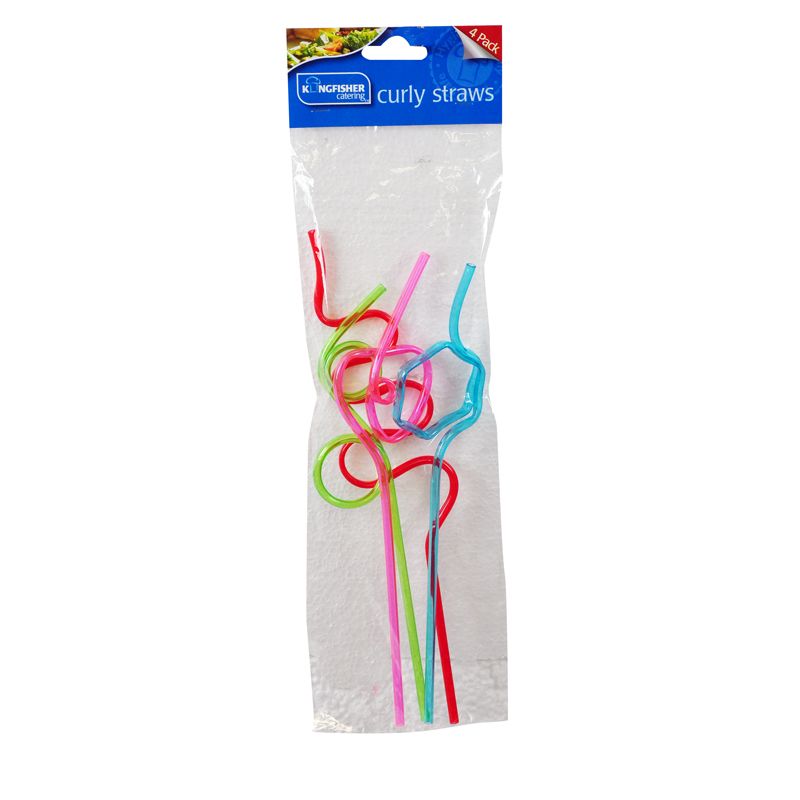 Plastic Curly Fun Straws (4 Pack)