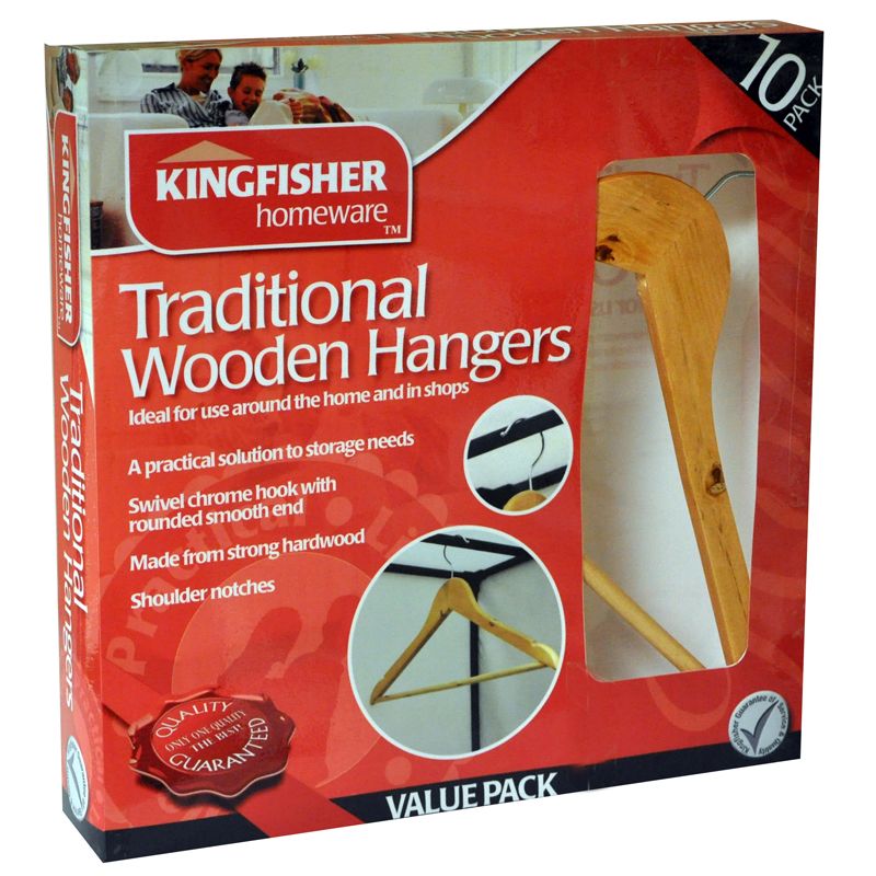 Wooden Clothes Coat Hangers (10 Pack)