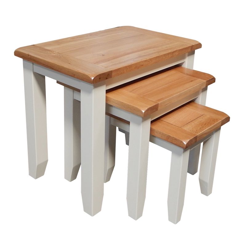 Oak Nest of Tables - Cream