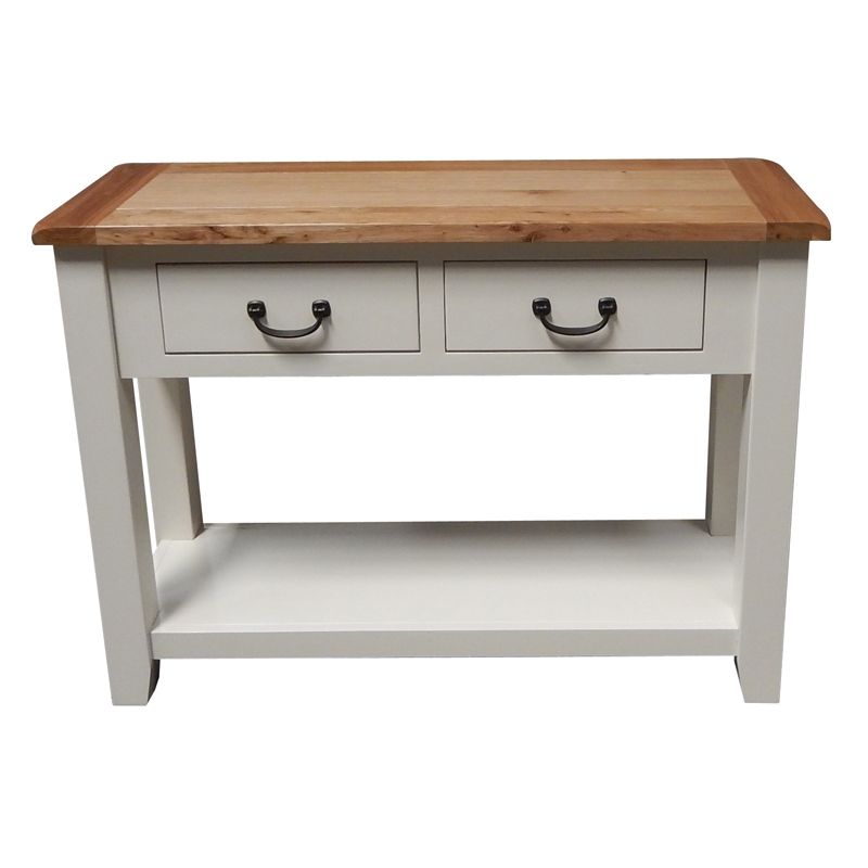 Oak 2 Drawer Console Table - Cream