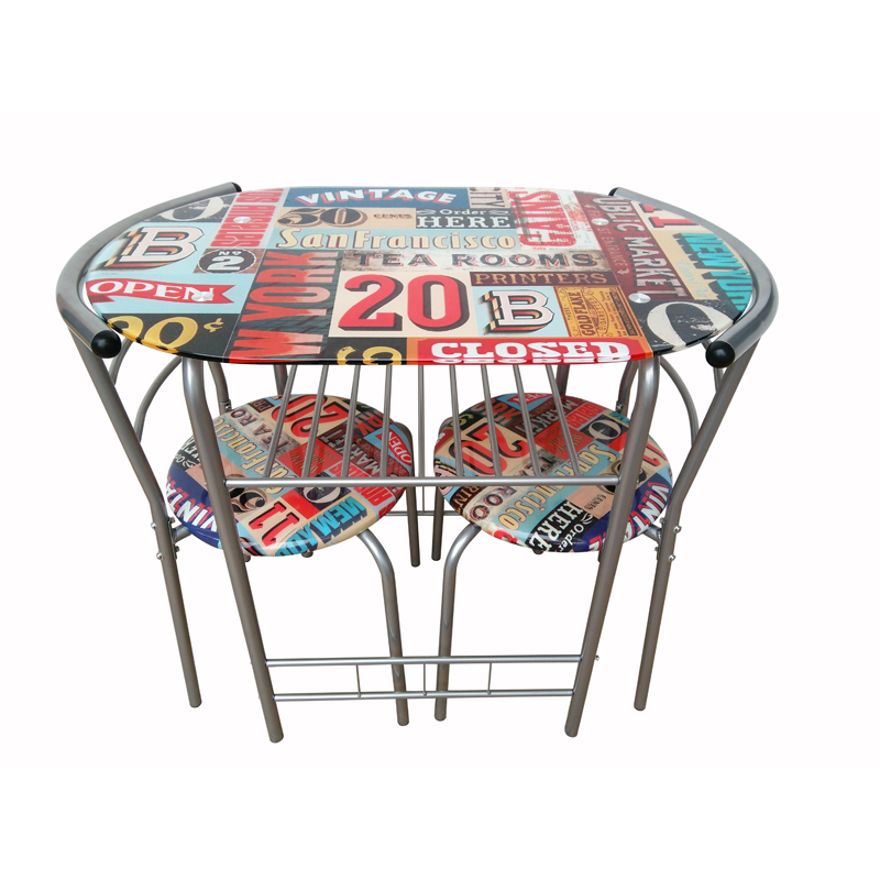 See more information about the Printed Dining Set Table With 2 Chairs - Retro Design