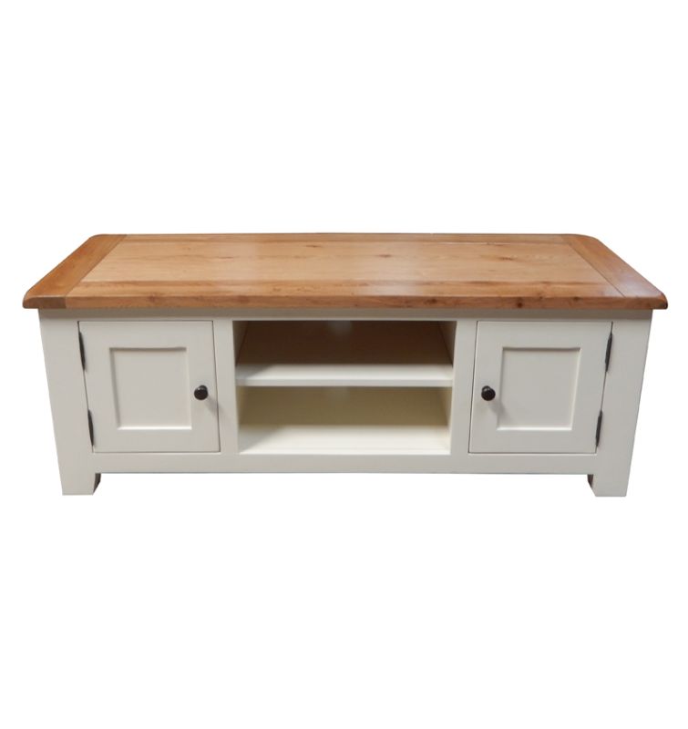 Oak 1 Shelf 2 Door TV Unit - Cream