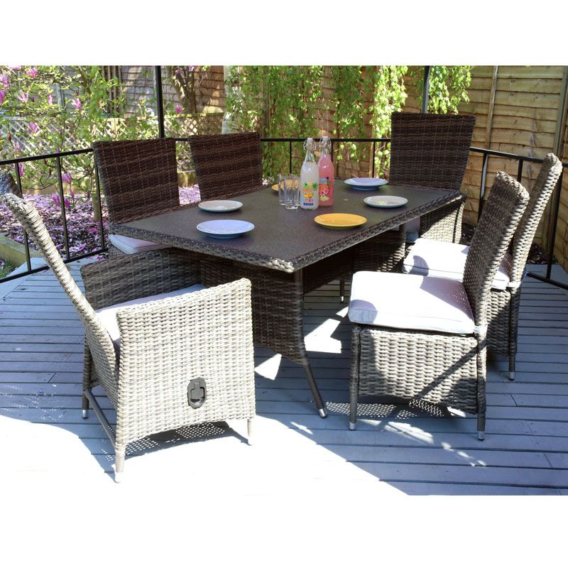 Elsham 7 Piece Reclining Dining Set Garden Furniture