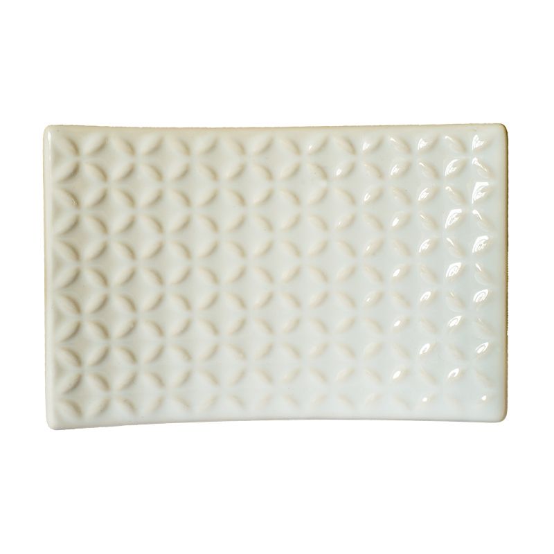 Embossed Ceramic Glazed Soap Dish