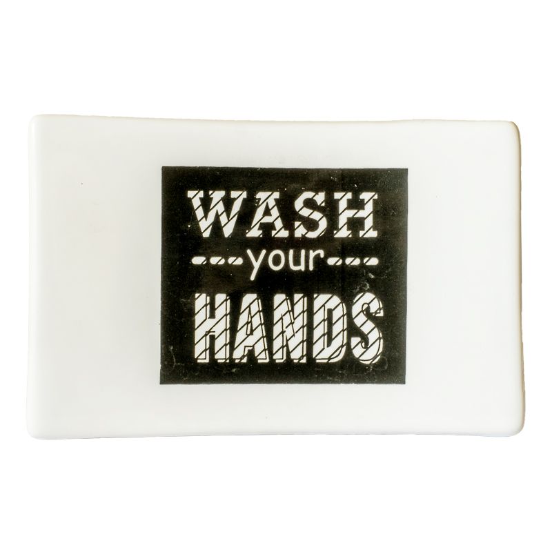 "Wash Your Hands" Ceramic Soap Dish