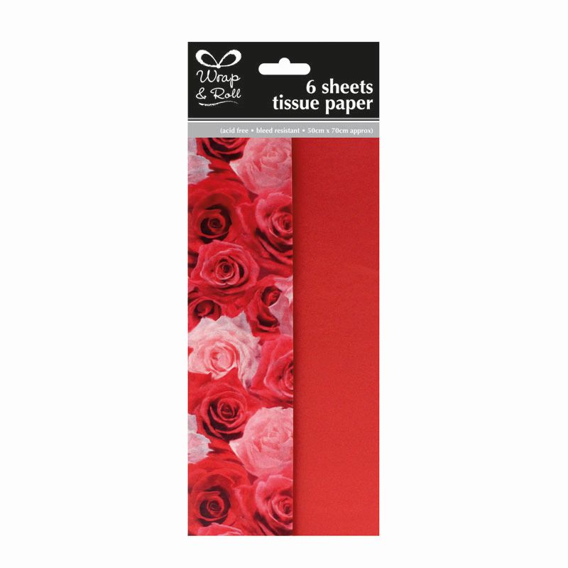 6 Sheets Red Roses Tissues