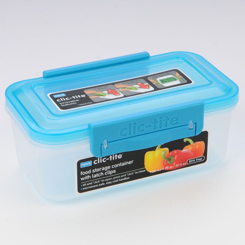 Clic Tite 900ml Turquoise Lunch Box Clip Lid