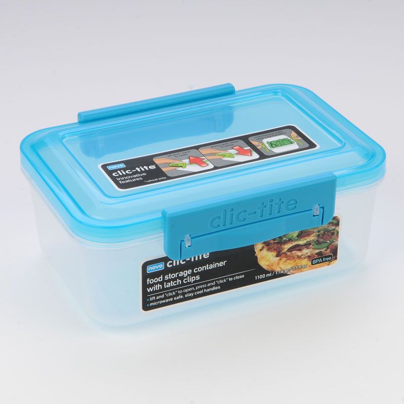 Clic Tite 1.1L Turquoise Lunch Box Clip Lid