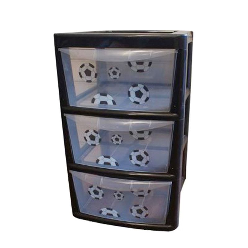 3 Drawer Football Plastic Storage Tower (Large)