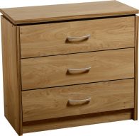 See more information about the Charles 3 Drawer Chest - OAK VENEER/WALNUT TRIM