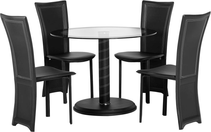 Cameo Round Dining Set - BLACK/CLEAR