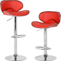 See more information about the Bahama Swivel Bar Chair With Gas Lift (PAIR) - RED/CHROME