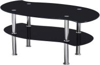 See more information about the Colby Coffee Table - BLACK GLASS/SILVER