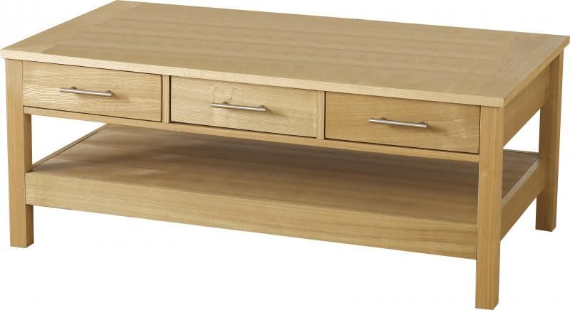 Oakleigh 3 Drawer Coffee Table - NATURAL OAK VENEER