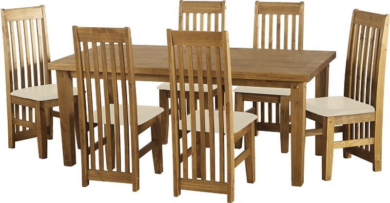 Tortilla Dining Set (Distressed Waxed Pine) - Cream