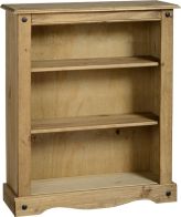 See more information about the Corona Low Bookcase - DISTRESSED WAXED PINE