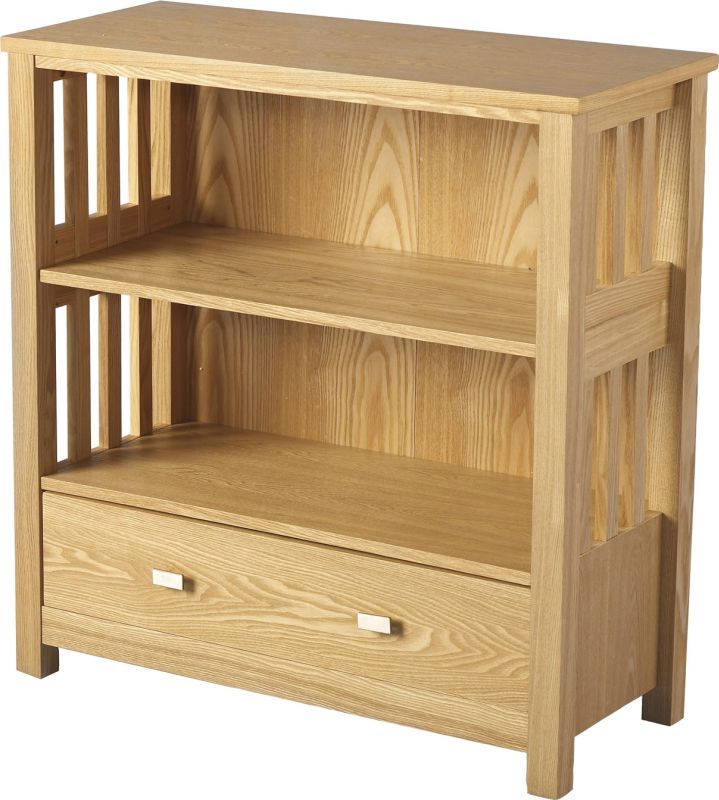 Ashmore Low Bookcase (1 Drawer) - ASH VENEER