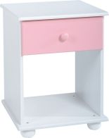 See more information about the Rainbow 1 Drawer Bedside Cabinet - PINK/WHITE