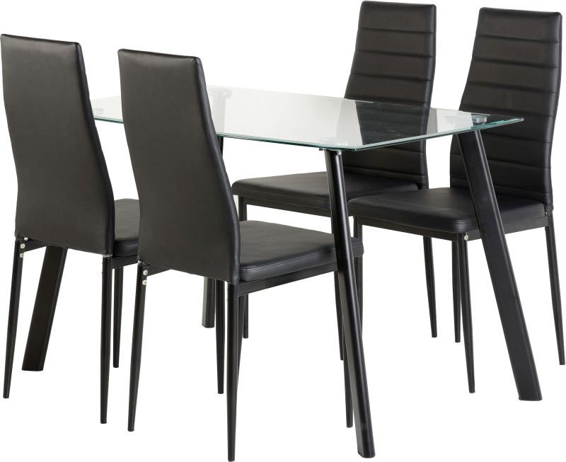 Abbey Dining Set - CLEAR GLASS/BLACK