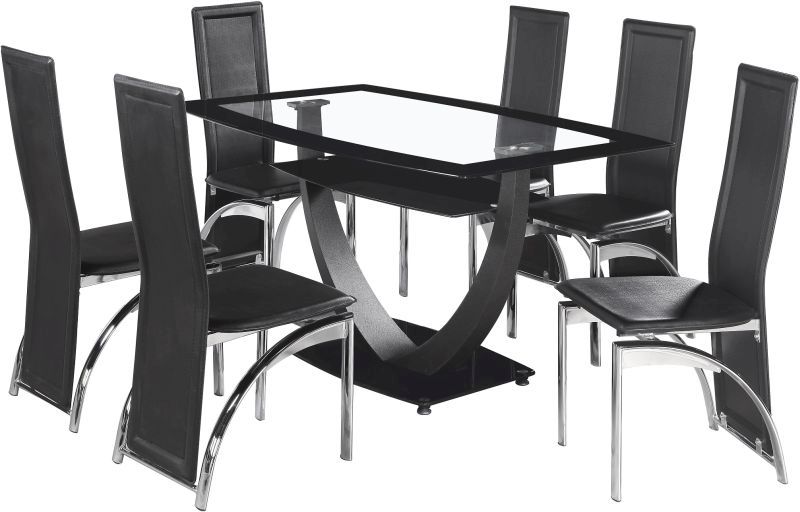 Henley Dining Set - BLACK BORDER GLASS/CHROME