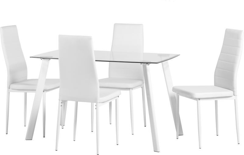 Abbey Dining Set - CLEAR GLASS/WHITE