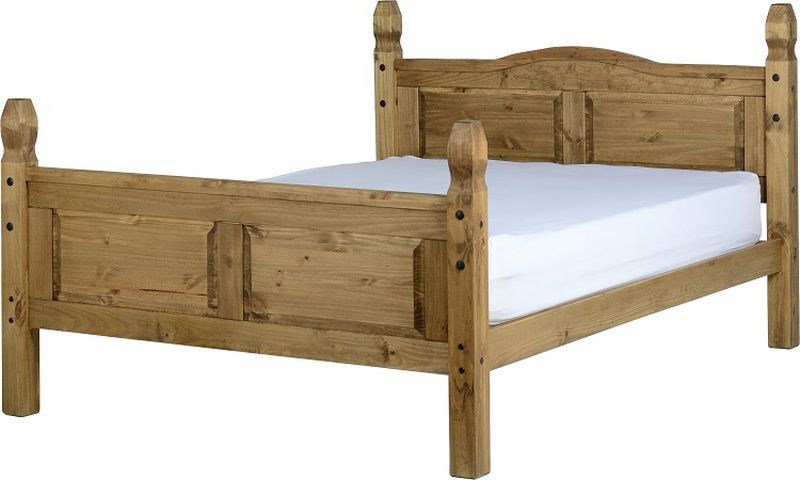 Corona Mexican King Size Bed - Distressed Waxed Pine