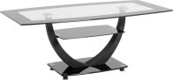 See more information about the Henley Clear Coffee Table - BLACK BORDER/BLACK