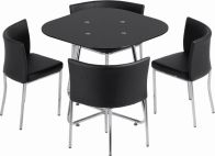 See more information about the Washington Stowaway Dining Set - BLACK GLOSS/CHROME/PU