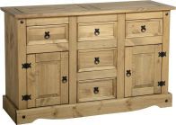 See more information about the Corona 2 Door 5 Drawer Sideboard - DISTRESSED WAXED PINE