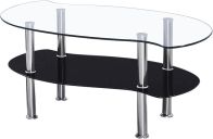 See more information about the Colby Coffee Table - CLEAR/BLACK GLASS/SILVER